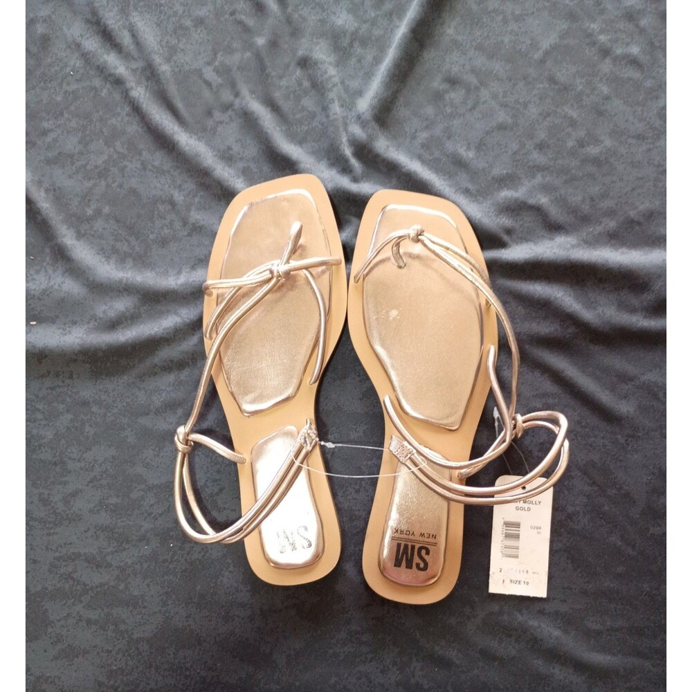 SM New York Women's Strappy Ankle Strap Slip-On Sandals Synthetic Gold US 10